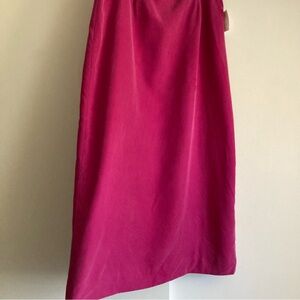 Coldwater Creek 100% Silk Fuchsia Straight Pencil Midi Skirt, NWT Sz 18